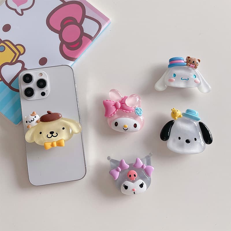 Cute Cartoon Phone Pop Socket Korean Ins Style Glow-in-the-Dark Puppy Back Sticker Retractable Desktop Stand for Watching Shows