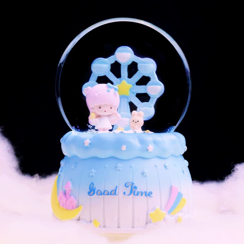 Dream Surprise Lucky Star Ferris Wheel Crystal Ball Beautiful Music Box Ornament Gift for Girlfriend Birthday