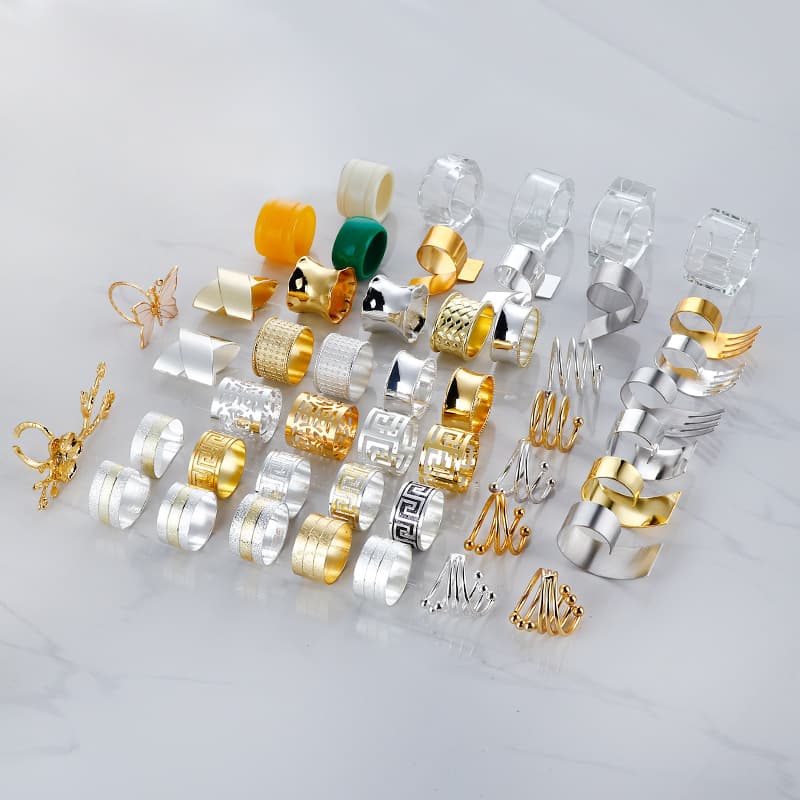 High-End Napkin Ring, Elegant and Simple Double Bead Spring Napkin Ring, Hotel Fashionable Cloth Ring, Western Dining Napkin Ring