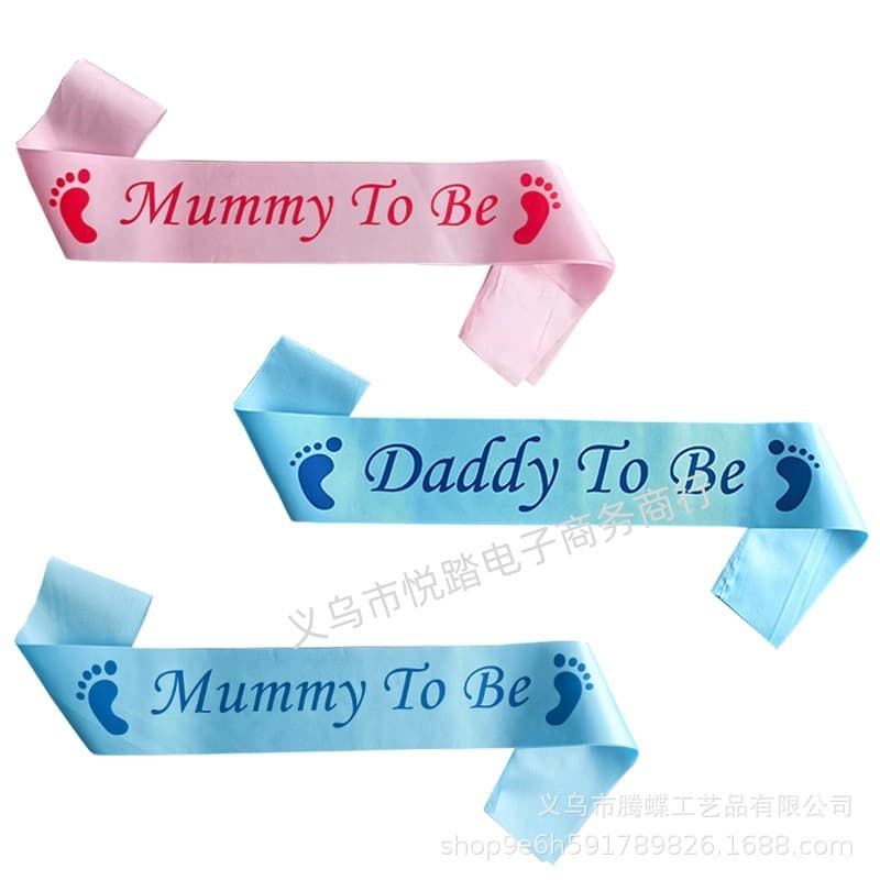 Baby shower footprint etiquette belt mummy to be shoulder strap mommy to be shoulder strap daddy to be