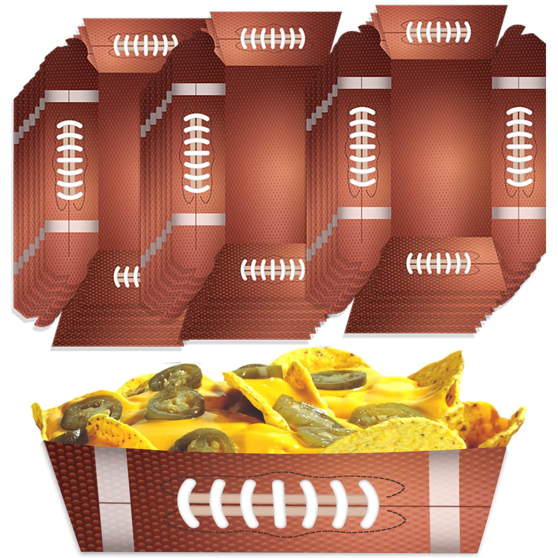 20 football party paper food trays, Super Bowl disposable food serving paper trays, soccer party
