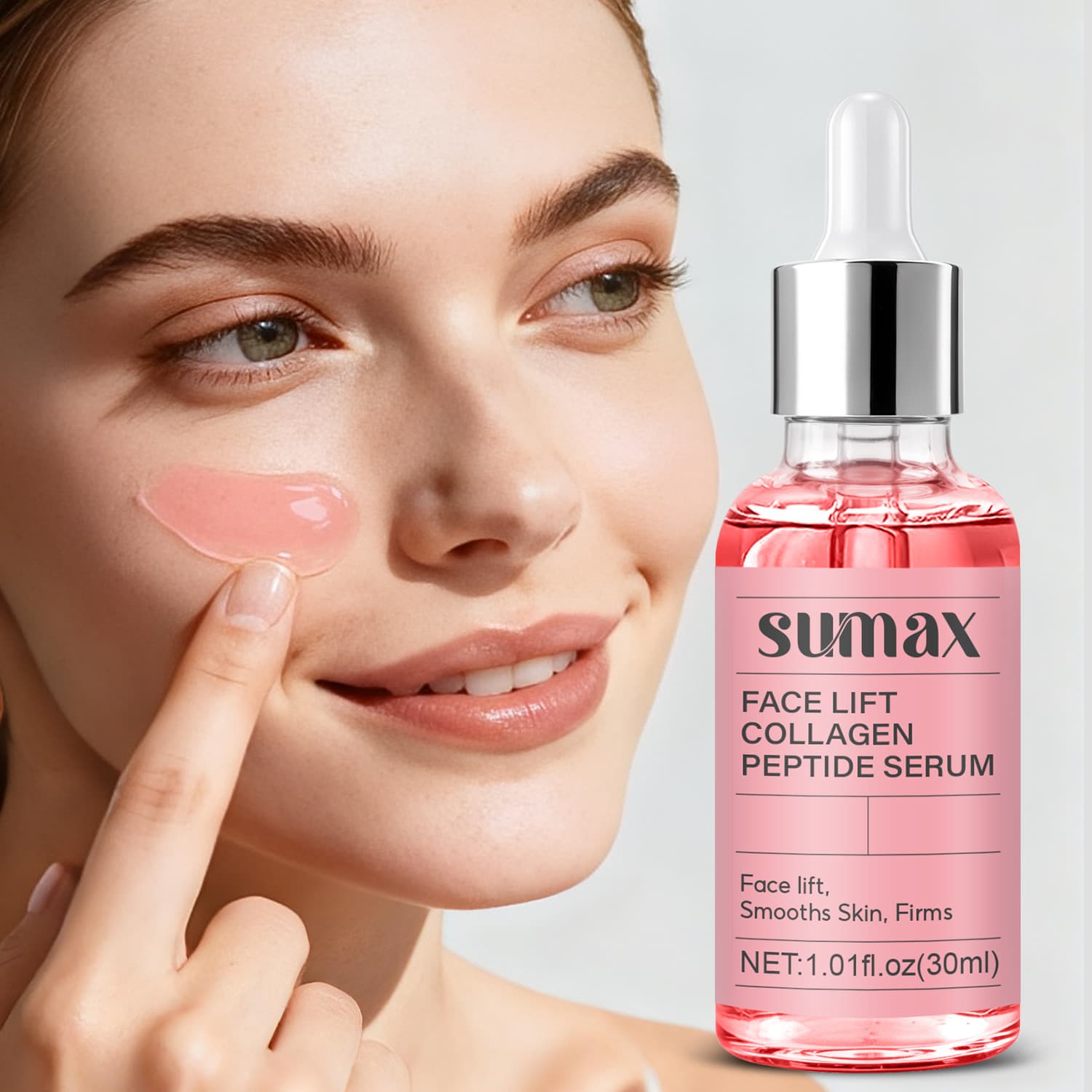 Sumax Cross-Border Export Specializes in Supplying Collagen Peptide Essence in 30ml Transparent Glass Bottles with English Packaging