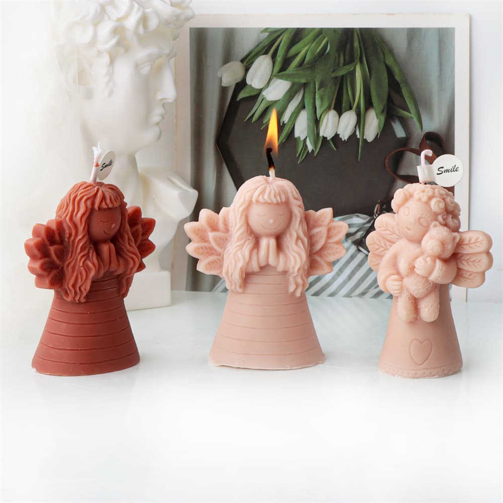 New Cross-Border Silicone Winged Angel Candle Mold 3D Praying Holding Baby Angel Scented Candle Mold