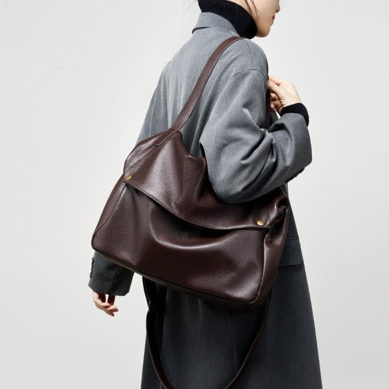2026 Spring/Summer New Large Capacity Single Shoulder Genuine Leather Big Bag European and American Style Soft Leather Tote Bag Minimalist Casual Women's Bag