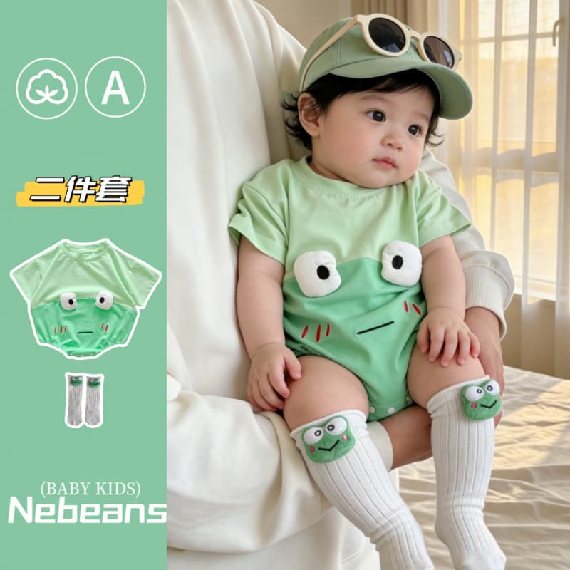 3-6-9-12 Months Baby Boy Girl Summer Triangle Bodysuit Cute Frog Big Eye Shape Photo Outfit