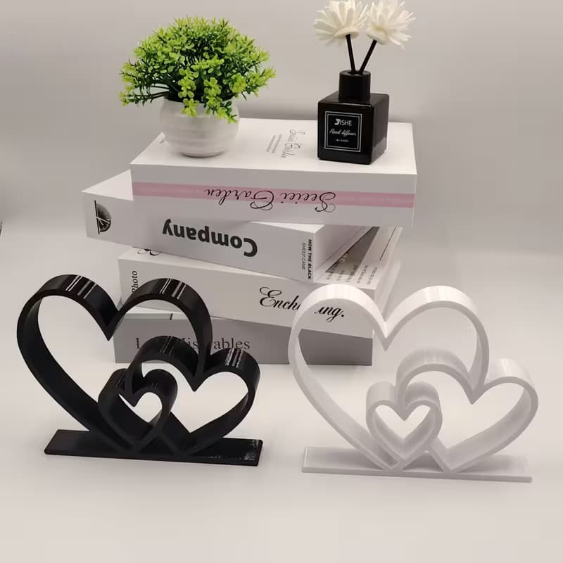 Heart to Heart Statue Black and White Design Love/Bookshelf/Desktop Decoration, Valentine's Day Gift Home Decoration