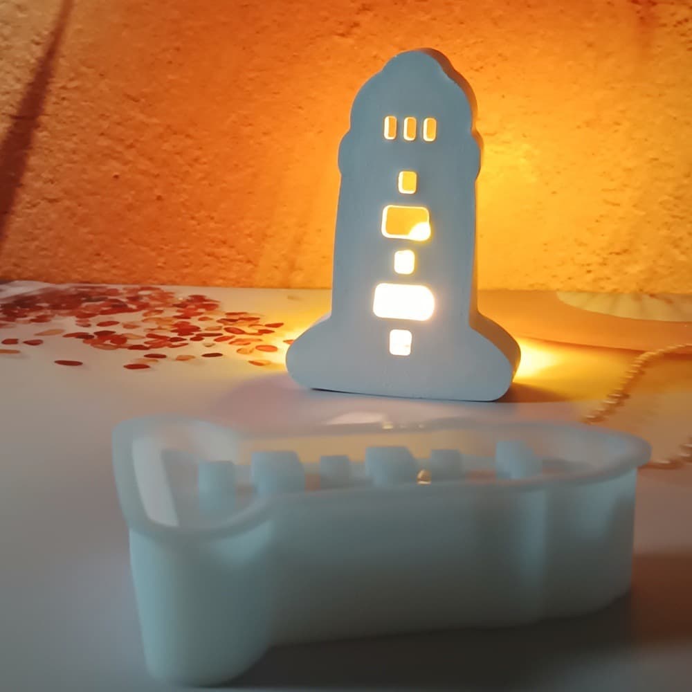 S1537 Dome Lighthouse Ornament Candlestick Plaster Mold DIY Silicone Mold