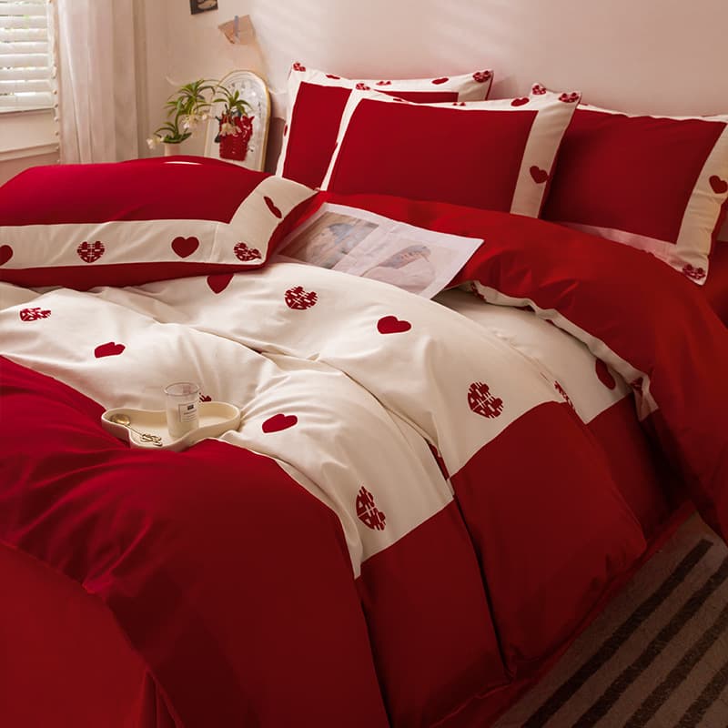 Wedding four-piece bedding set, wedding duvet cover, bedding for young people's wedding, dowry gift, Amazon.