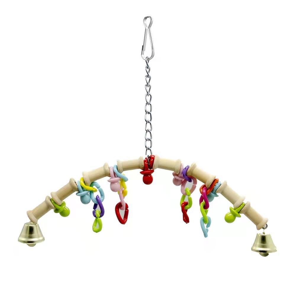Factory Wholesale Small and Medium Parrot Chewing Block Toy Bird Cage Accessories Perch Stand Acrylic Bell String