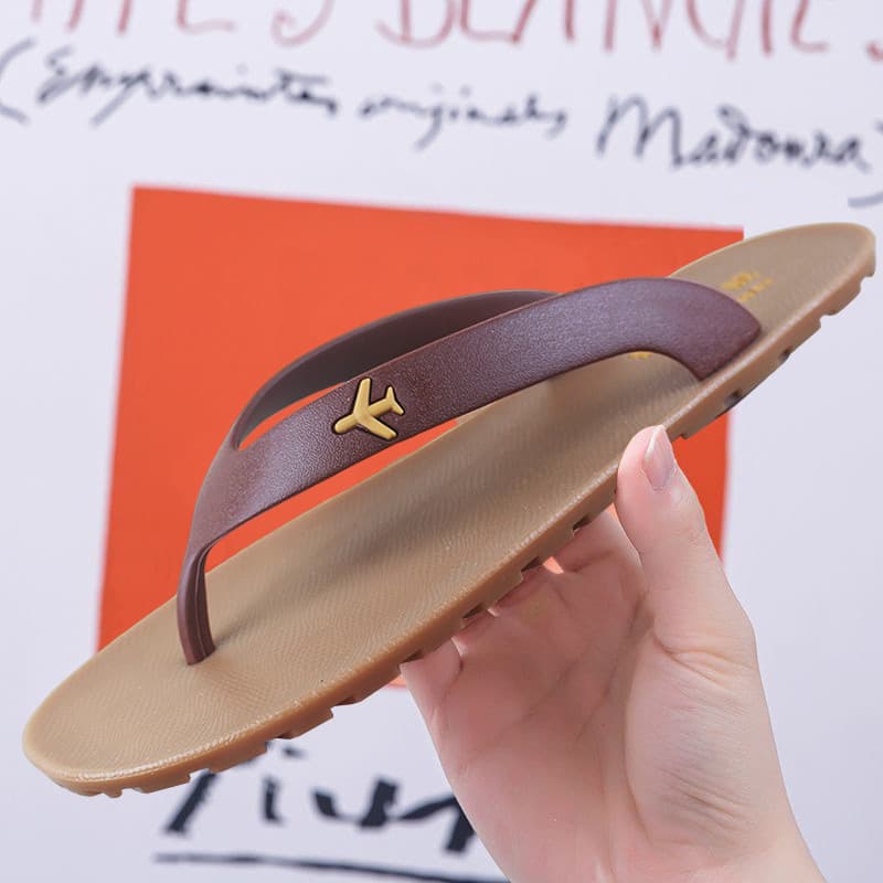 Men's Summer Flip-Flops Vietnamese Style Rubber Anti-Slip Anti-Odor Slippers Wear-Resistant Beach Shoes Outdoor Thong Sandals