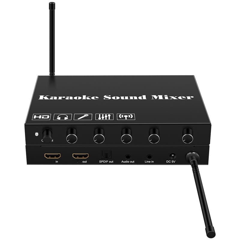 HDMI Wireless Microphone Converter Karaoke Reverb Mixer for Karaoke Sound Mixer