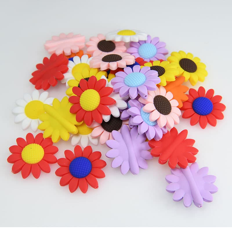 Strict Selection Cross-border Silicone Beads Infant Teether Flower Handmade Children's Food-grade Silicone Bead Stringing Beads Ready Stock Wholesale