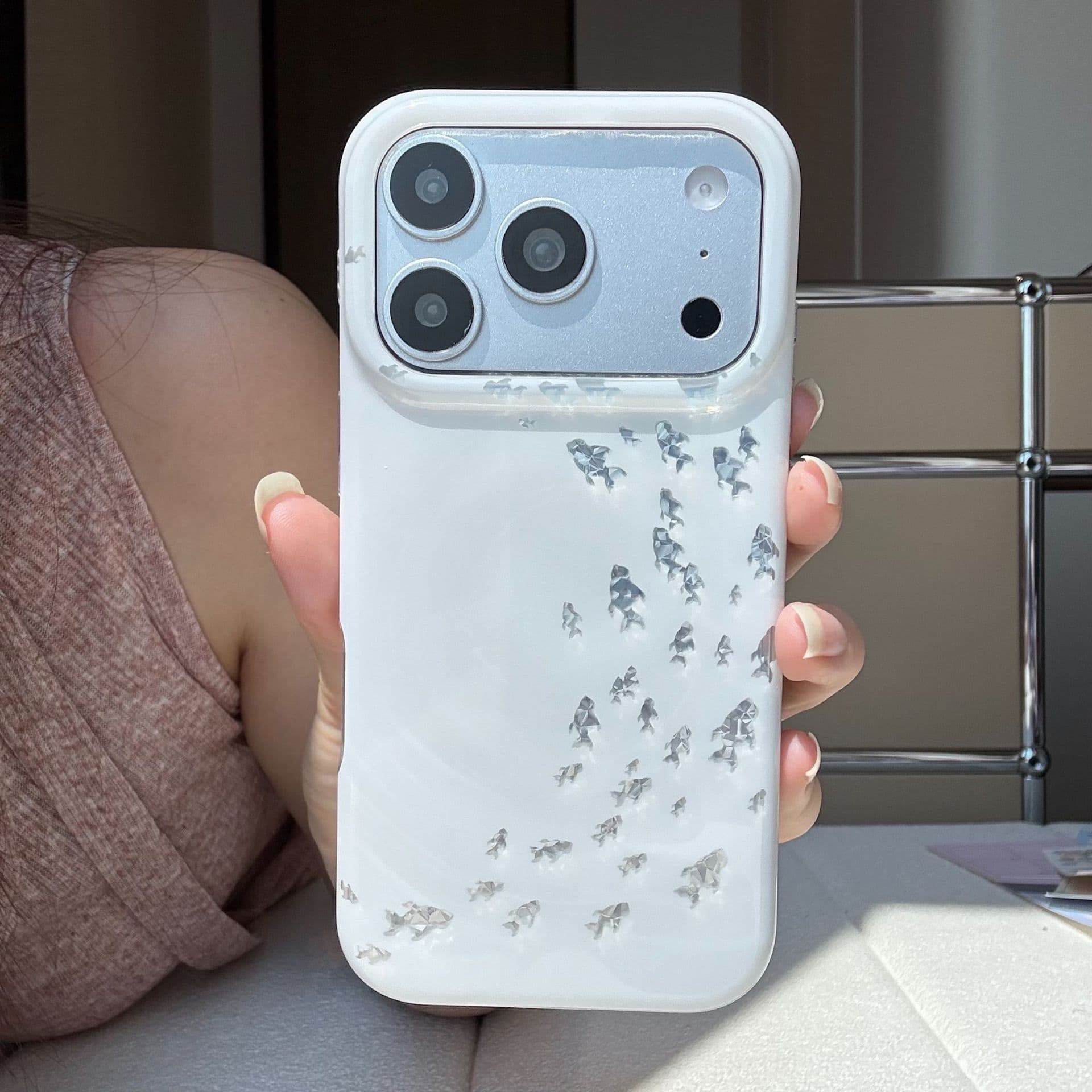 Ins-style Koi Fish Phone Case for iPhone 17 Pro Max, compatible with iPhone 15 Pro, iPhone 16 Protective Case, Double-layer IMD