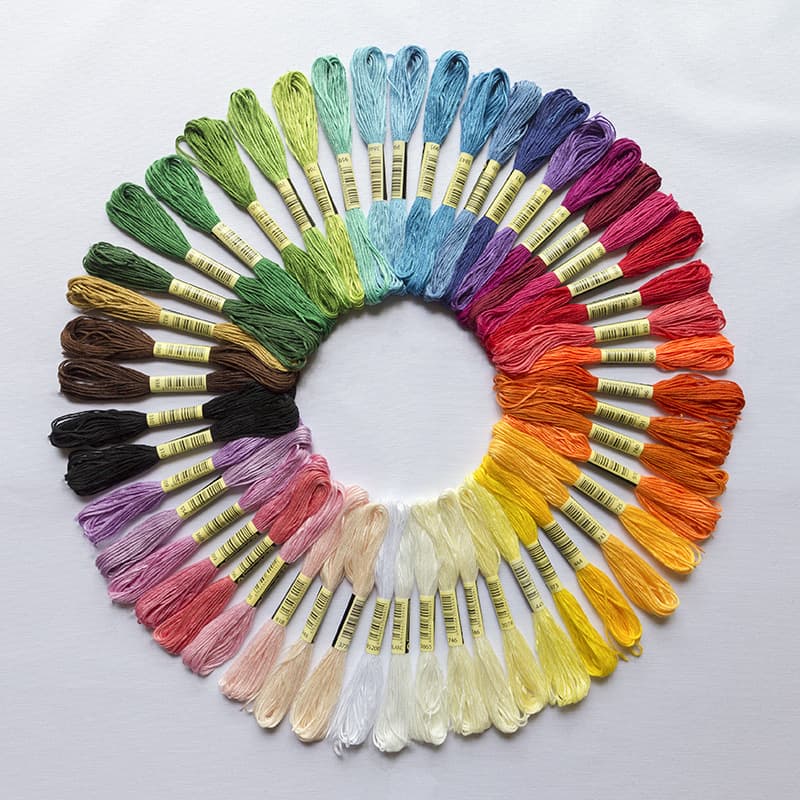 Manufacturer Wholesale Cross-Stitch Thread 8 Meters 6 Strands 10/12/24/50/100/447 Colors Polyester Embroidery Thread