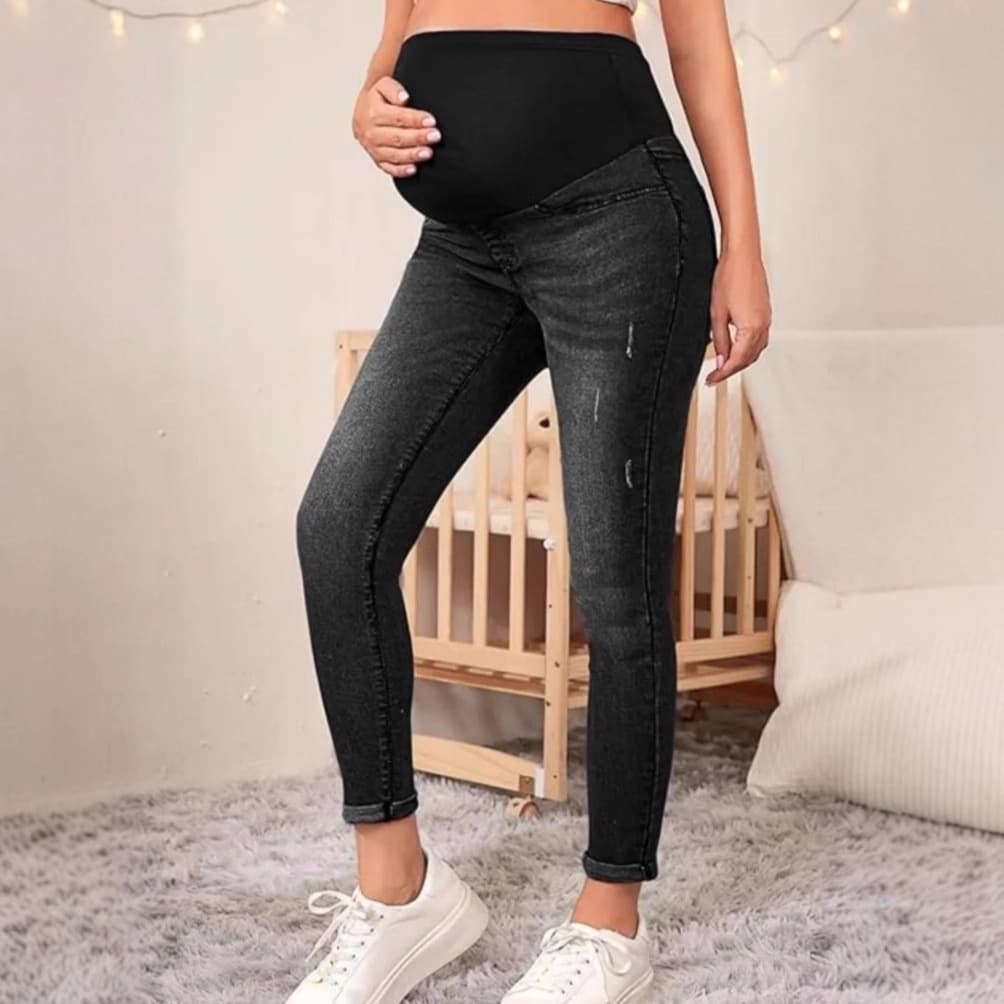 9352 Amazon European and American Maternity Jeans Spring and Autumn Belly Support Pants Casual Slimming Skinny Pants Outerwear Cropped Pants
