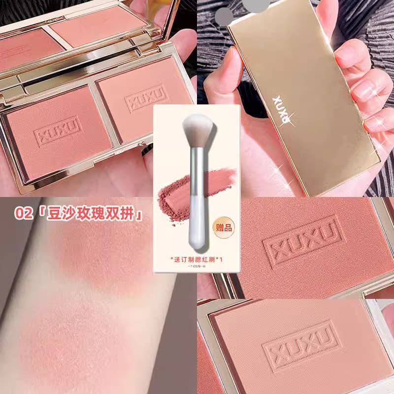 XUXU Flower Fairy Two-Color Blush Matte Natural Makeup Contour Rouge Shading New Blush Palette Cross-Border
