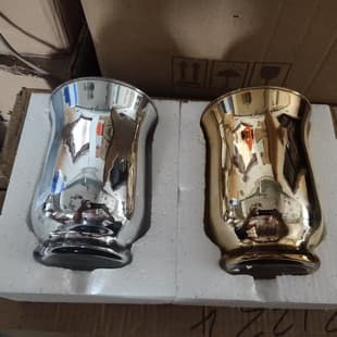 Silver Mirror Electroplated Glass Vase Small Decoration Glass Wind Lantern Wax Cup Wax Bowl Glass Candle Holder Candle Stand Wholesale