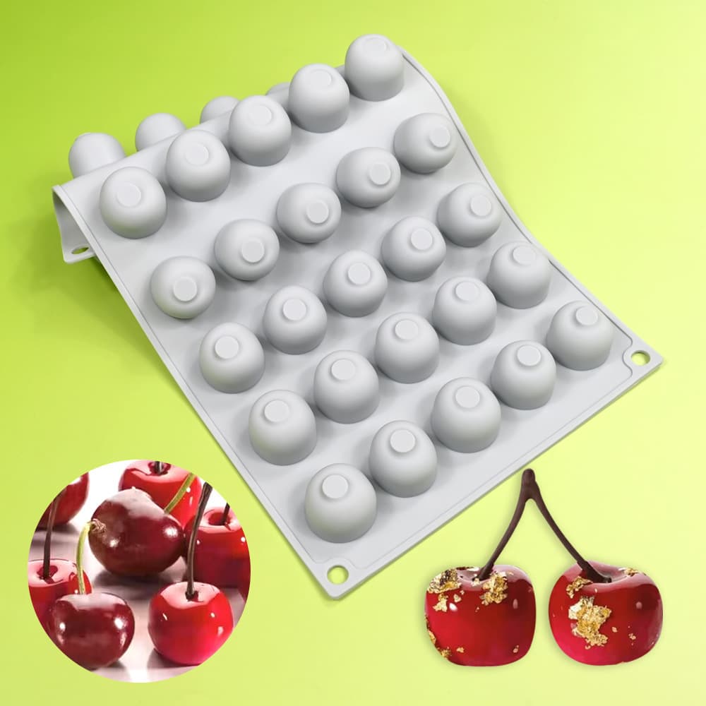 Cross-Border Fcm 35-Piece Cherry Mousse Mold Fruit Cake Baking Silicone Mold Chocolate Dessert Silicone Mold