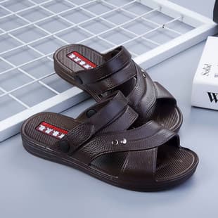 Vietnam Rubber Dad Sandals, Wear-Resistant Non-Slip Thick Summer Slippers, Outdoor Men's Thick Sole Beach Shoes Wholesale