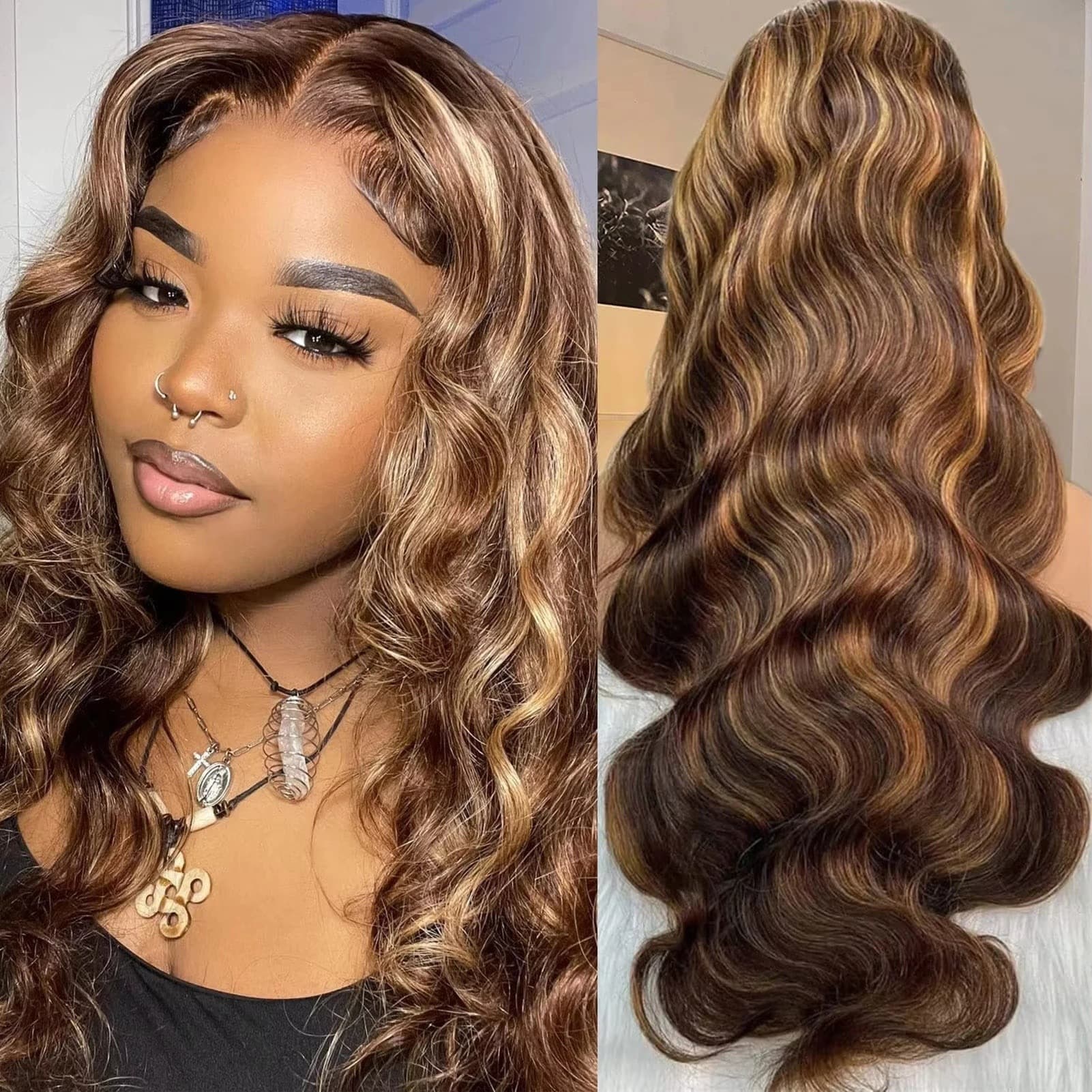 13x4 Frontal Lace Wig Blended Hair 60% Human Hair Body Wave