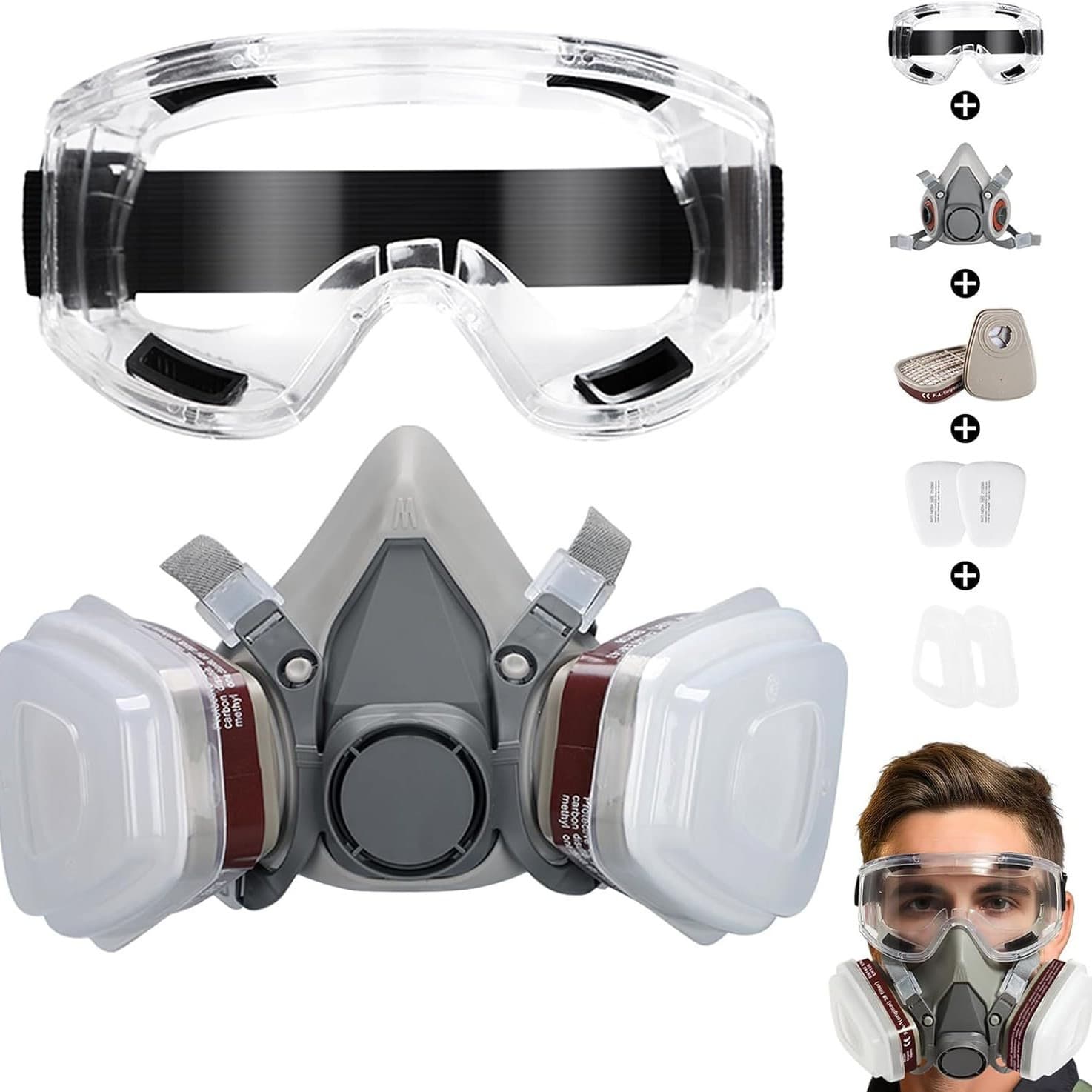 Cross-border Drop Shipping Formaldehyde Spray Paint Specific Chemical Gas Pesticide Laboratory Volcano Dust Cover Gas Mask Face Shield