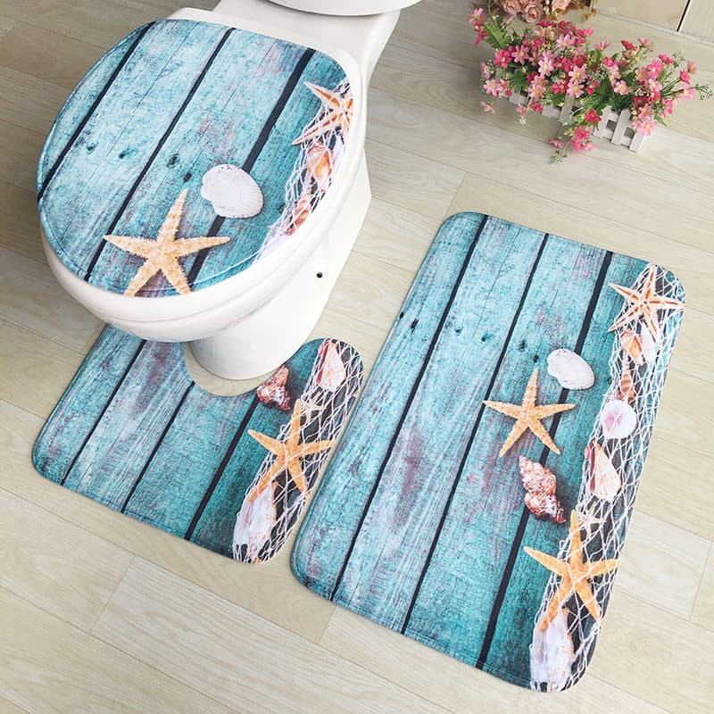 Cross-border bathroom floor mat three-piece set Amazon absorbent flannel floor mats, wear-resistant, dirt-resistant, easy-care retro floor mats