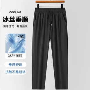 Wholesale Ice Silk Casual Pants Men Summer Drape Sense Straight Leg Pants Plus Size Loose Elastic Quick Dry Sports Pants Men