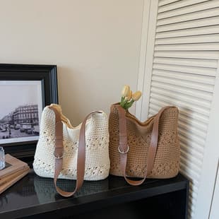 2026 New Trendy Women's Shoulder Bag, Beach Textured Underarm Bag, Woven Bag, Straw Bag, Large Capacity Tote Bag, Fashion