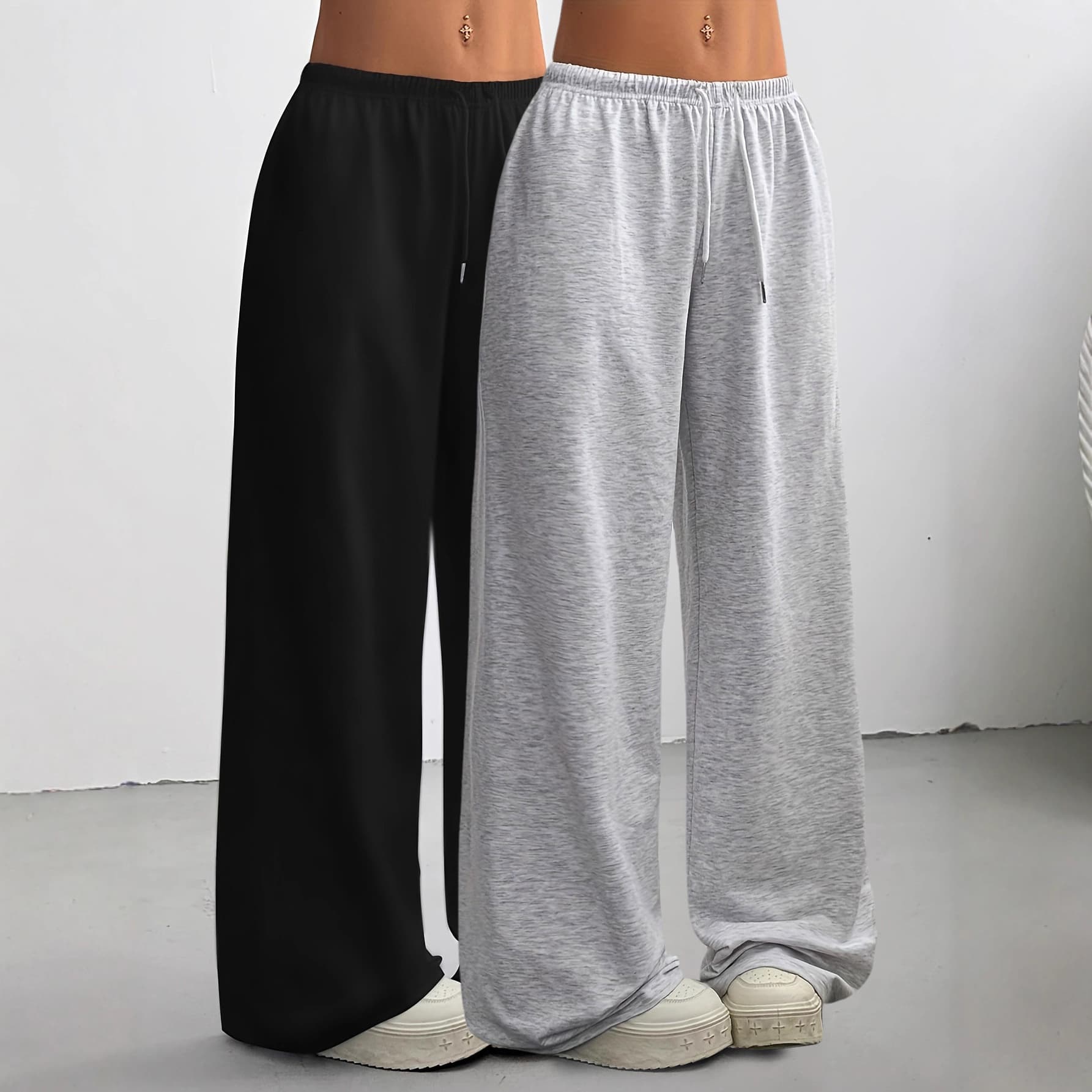 Women's Sweatpants Spring/Fall 2025 New High-Waist Petite Casual Yoga Pants Gray Loose Wide-Leg Trousers