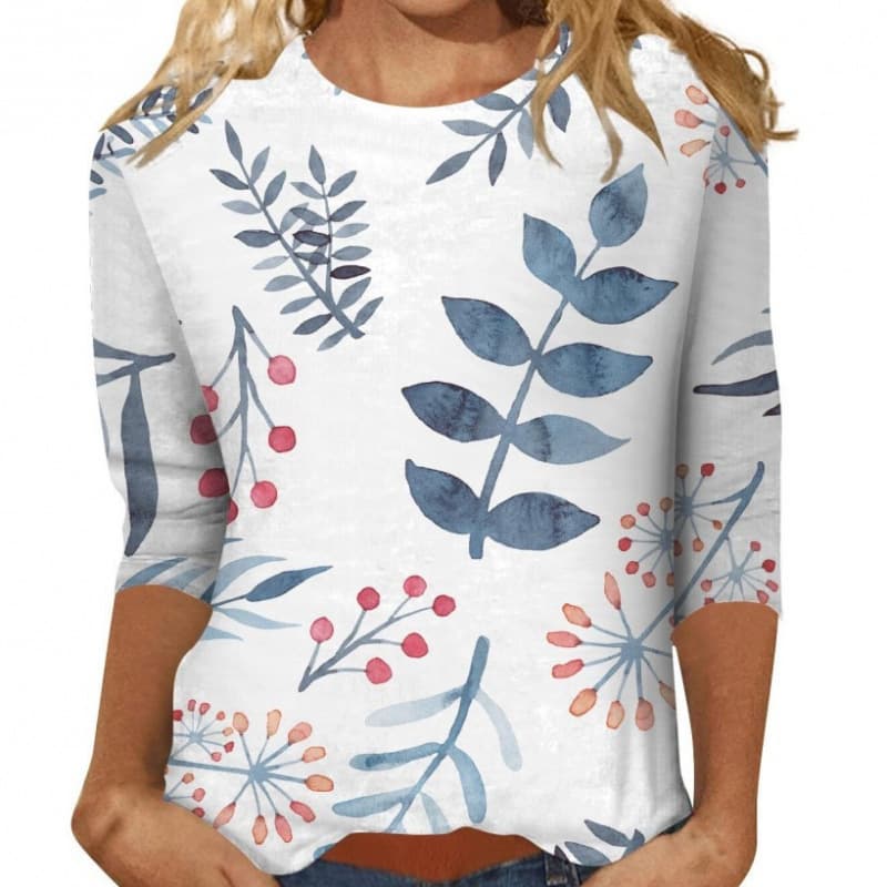 2025 spring and summer new women's clothing Amazon European and American slimming round neck printed animal tops