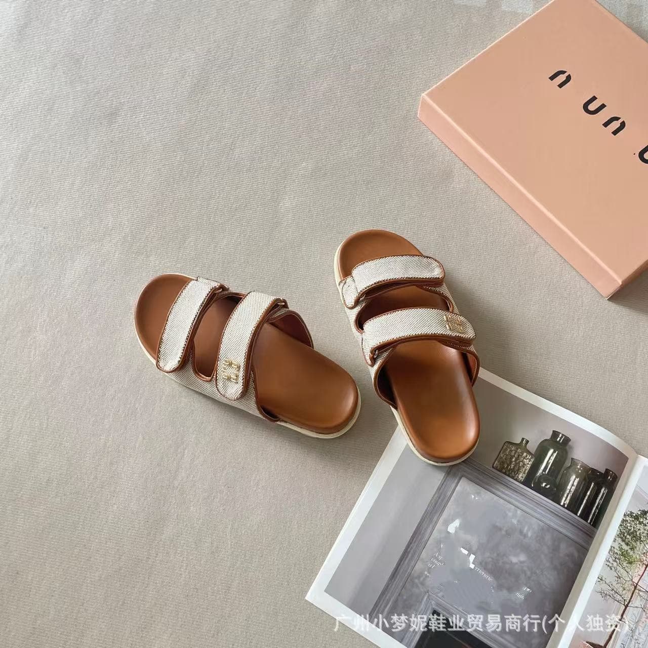 Foreign Trade A-M Brand Magic Tape Slippers for Women 2025 New Casual Versatile Outdoor Birkenstock-Style Thick-Soled Slide Sandals