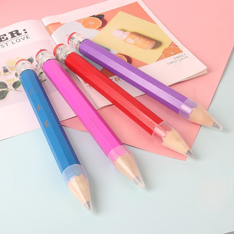 Extra Large Personalized Pencil Wooden Number One Pen Printing Colorful Christmas Pencil Eraser Set Wholesale