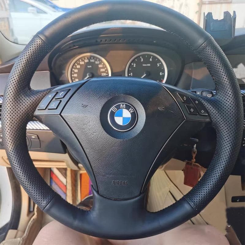 08-09-12 Old X5 X6 X3 X1 Series E53 E70 E87 E83 Steering Wheel Cover Genuine Leather Hand-Stitched Wrap