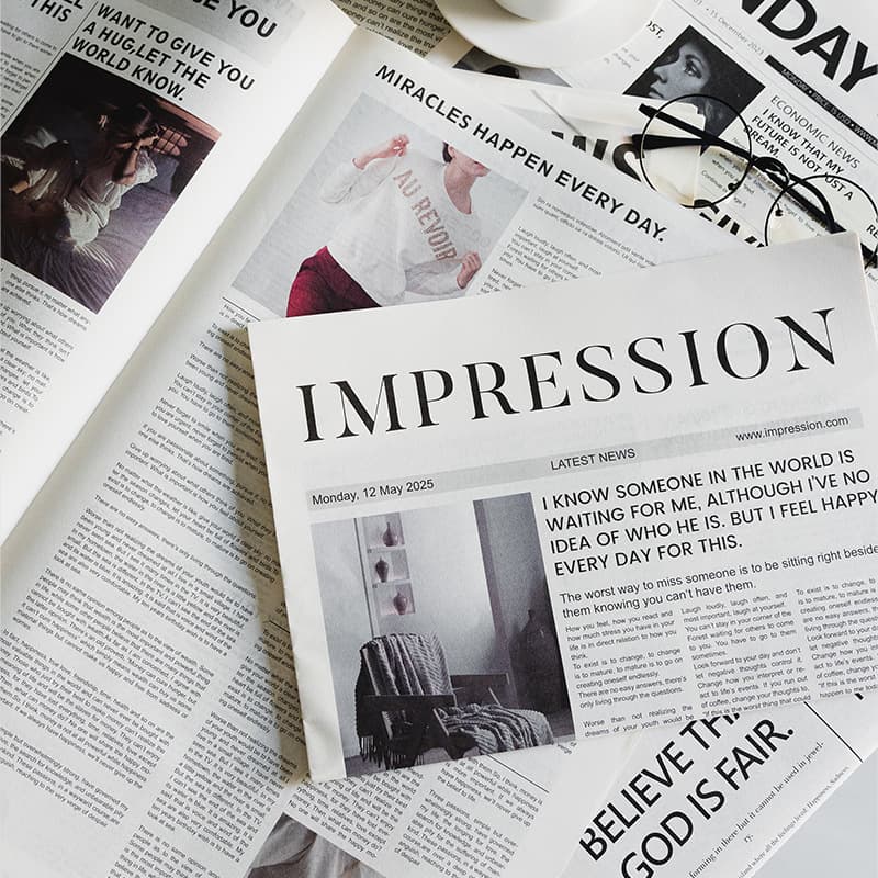 INS minimalist English newspaper for photo/live streaming props, homestay/home decor clothing display photography background