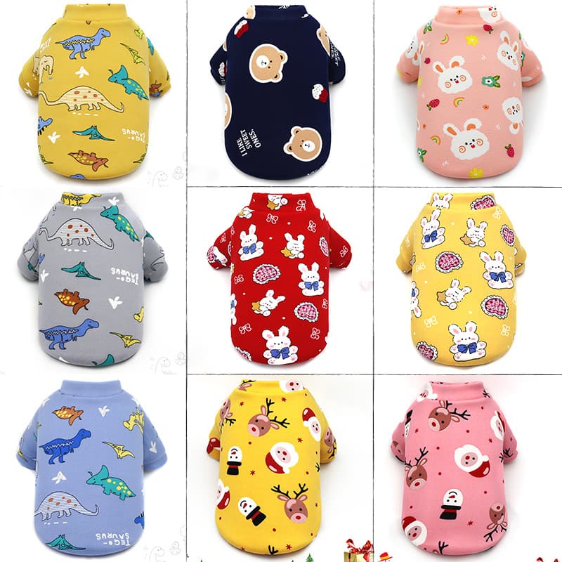 Pet Two-Legged Coat for Teddy Small Dogs, Cat Clothing, Dog Apparel with Print, Autumn/Winter, Fleece-Lined for Puppies and Small Dogs