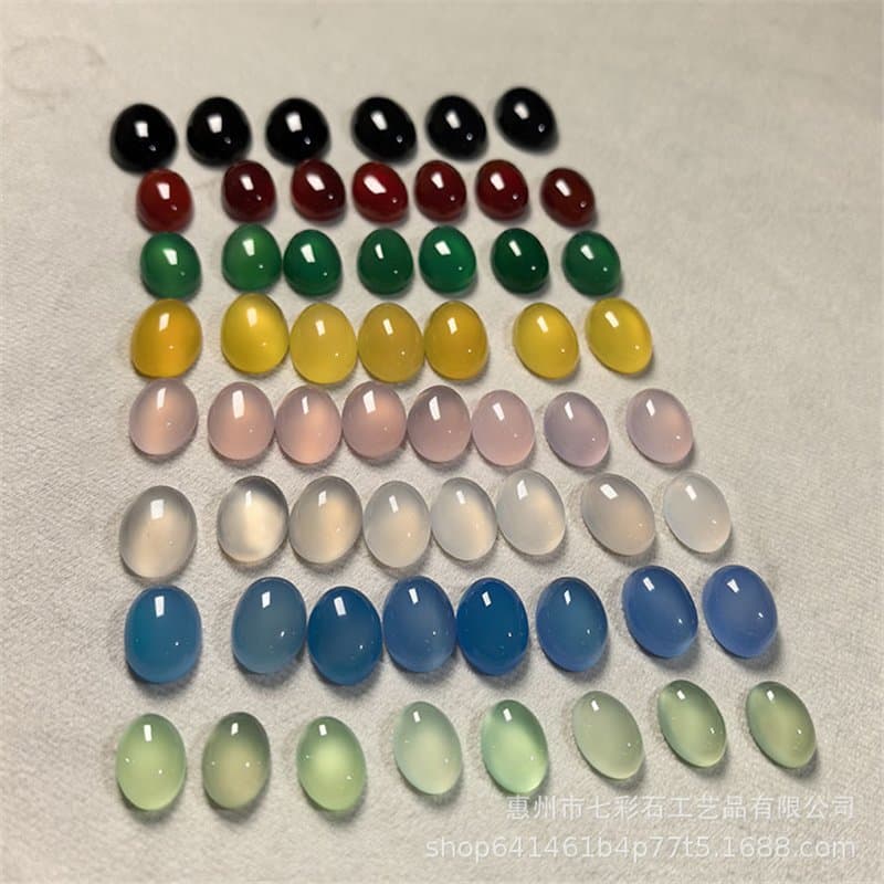 【Colorful Agate Oval】Red Agate Oval Cabochon DIY Ring Setting Loose Stone Agate White Pink Blue Black Red Ring