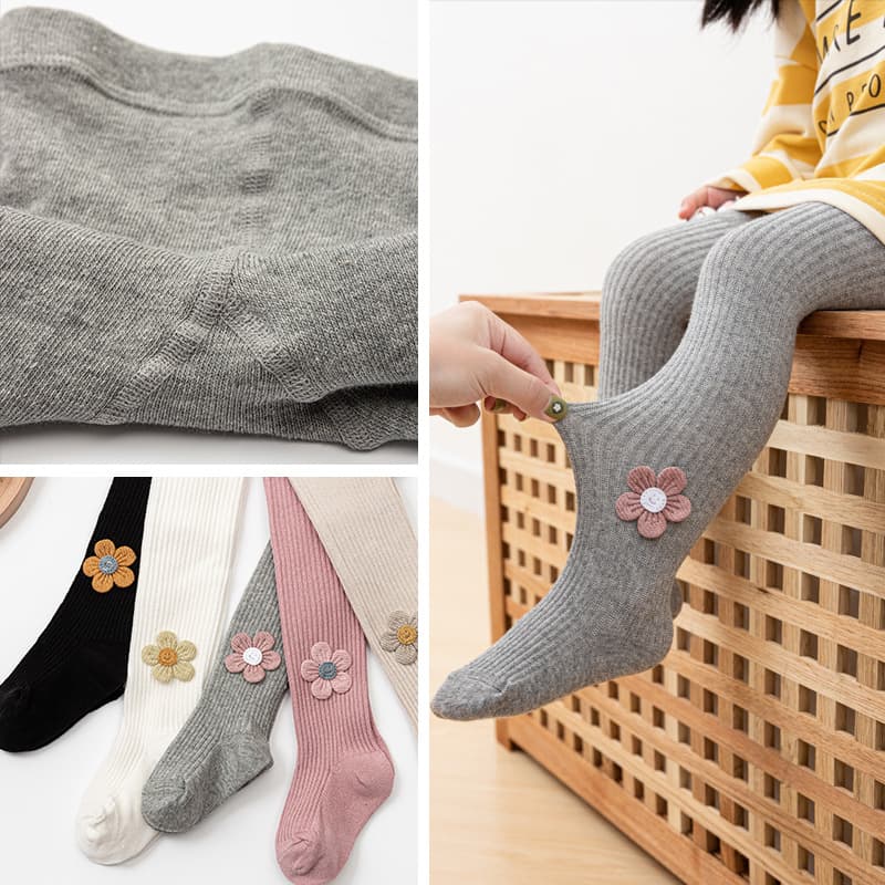 Wholesale Children's Tights Spring Autumn Girls Cute Flower Bottom Socks Baby Outer Wear Cotton Anti-Pilling Leggings