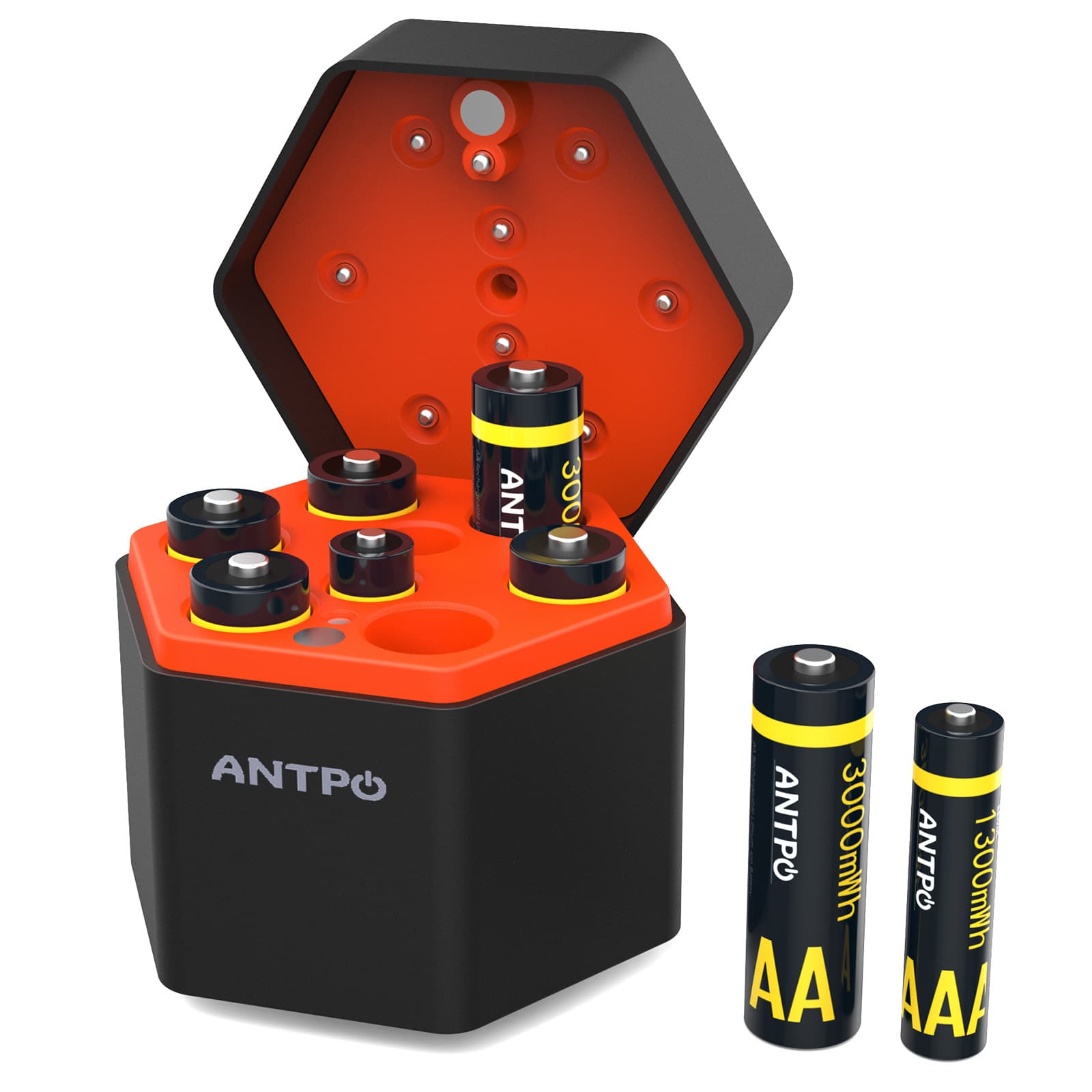 AA/AAA direct-charging lithium battery 8-slot portable flip charger with USB-C fast charging port, factory direct sales (limited to sales in Japan).
