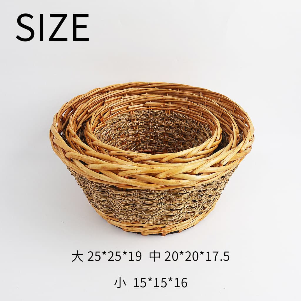 Willow Weaving Basket Woven Snack Basket Plastic Bread Basket Storage Fruit Storage Multi-purpose Snack Tabletop Decoration Vegetables and Fruits