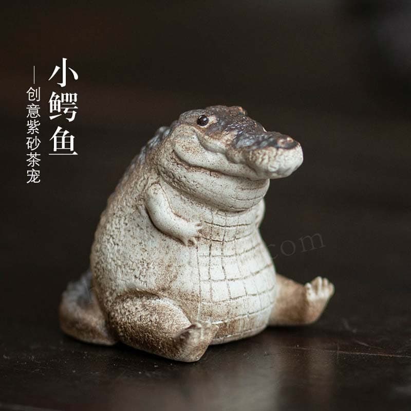 Yixing Original Ore Purple Sand Teapet Crocodile Ornament, Handmade Financial Tycoon Raisable Tea Ceremony Tea Set Accessory Tea Table Tea Play