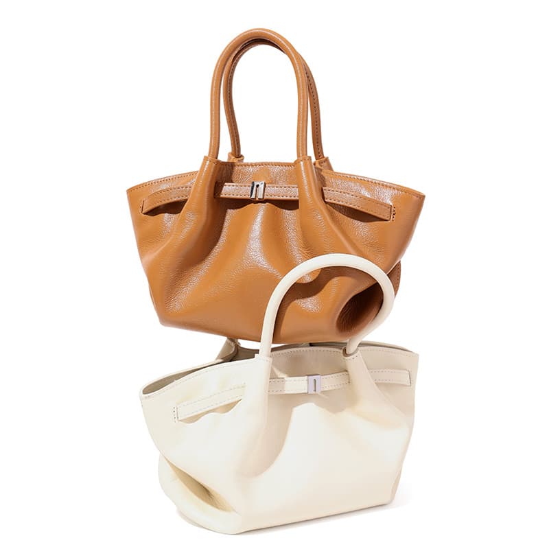 Genuine Leather Women's Bag Commuter Ruched Cloud Bag 2026 New Premium Texture Basket Handbag Bucket Bag