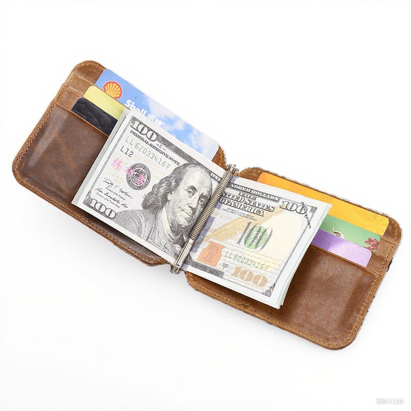 New 2024 Genuine Leather Wallet Men's Top Layer Vintage Waxed Leather Card Holder Metal Money Clip Cowhide Mini