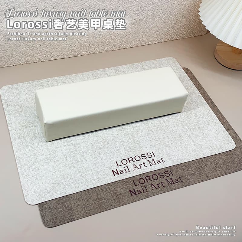 lorossi luxury art table mat, nail art, leather table mat, double-sided, waterproof and wear-resistant brown, white table mat, nail art