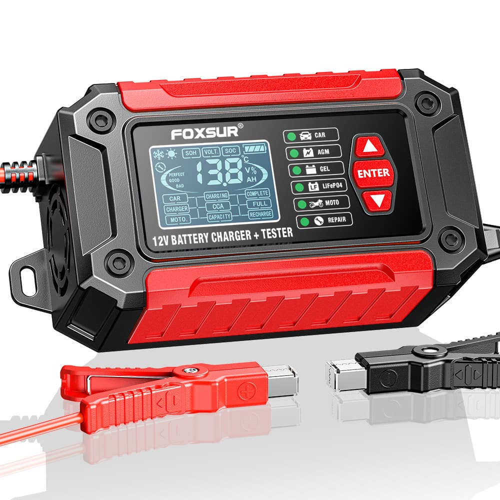 2-in-1 Battery Tester & Analyzer 12V Car Motorcycle Lead-Acid LiFePO4 Battery Charger