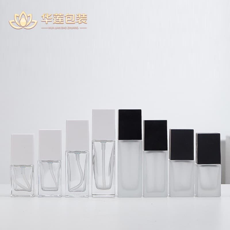 Square Glass Lotion Bottle with Pump Head, High-Aesthetic Sealed with Cap, Cosmetic Dispensing Bottle, Press-Type Body Lotion Empty Bottle