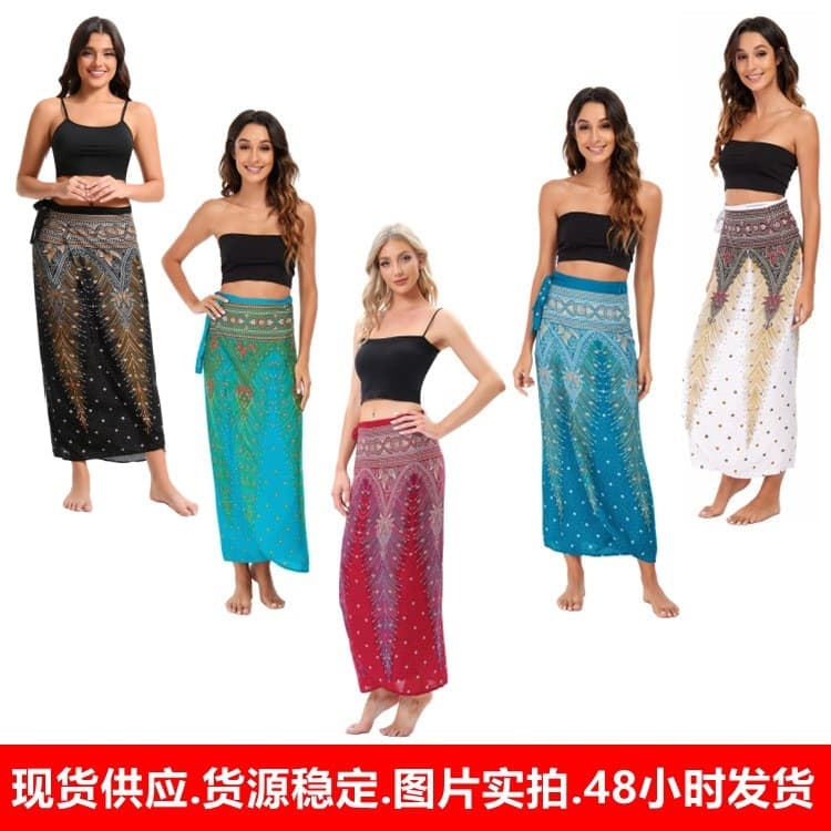 G001 Cross-border New Spring and Summer One-piece Casual Sarong Vacation Style Floral Skirt Southeast Asian Beach Towel Wrap Skirt