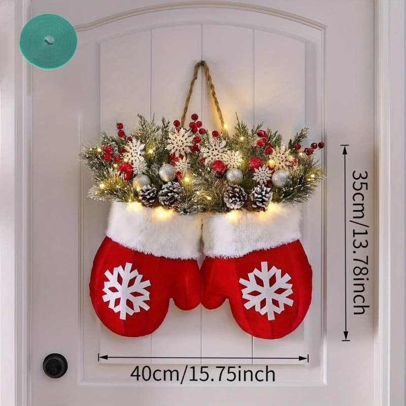 New Cross-border Product Twinkling Christmas Wreath Glittering Christmas Glove Wreath Christmas Wreath