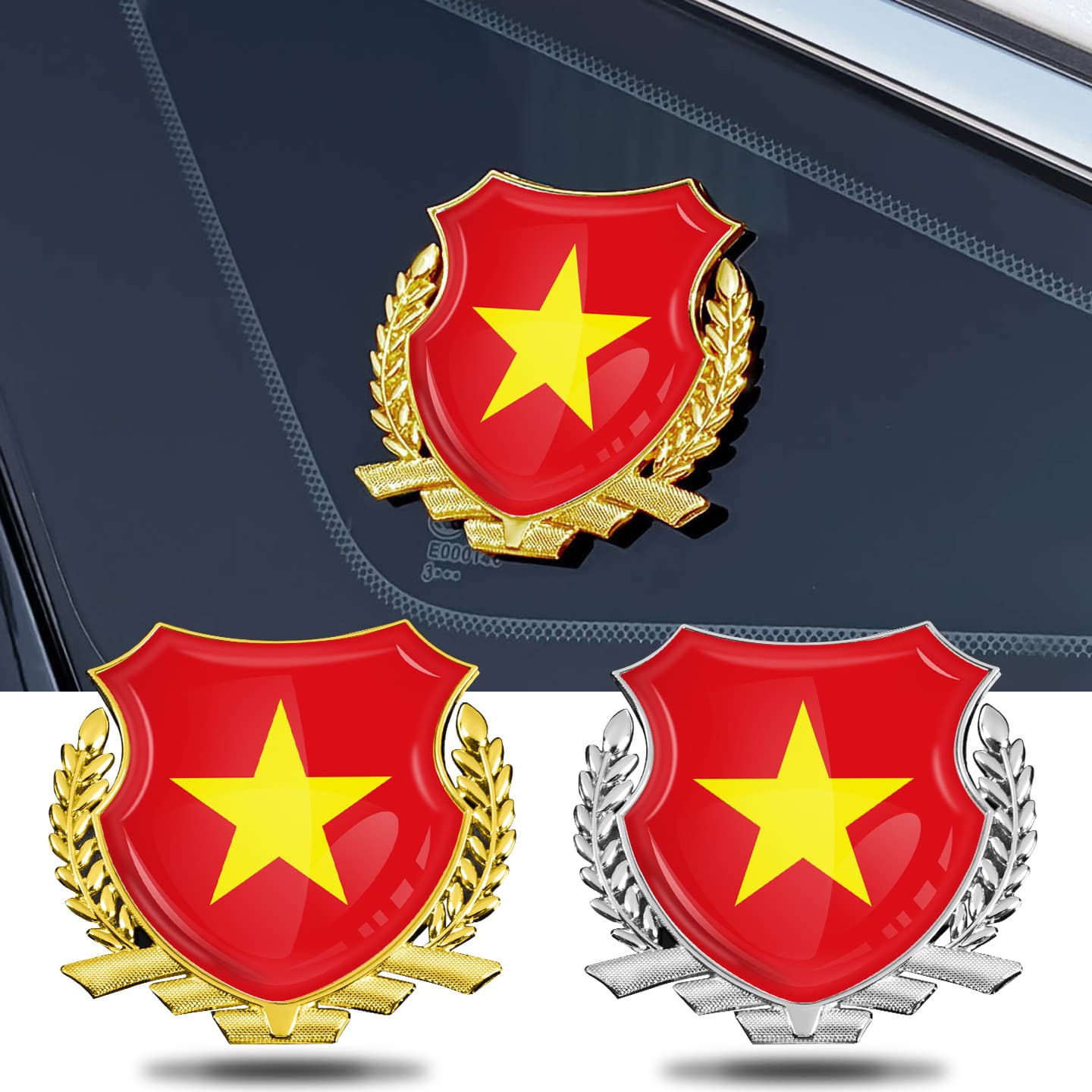 Car stickers national flag metal Vietnamese car stickers Vietnamese side marks personalized three-dimensional car logo decorative stickers scratch blocking
