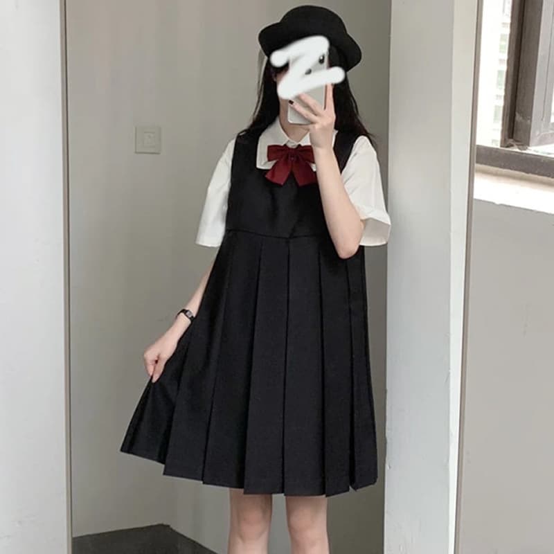 Japanese School Style Basic Cardigan Milk Skirt JK Uniform Vest Dress for Women, Protective Milk Skirt, Spring/Autumn Dress, Class Uniform School Uniform