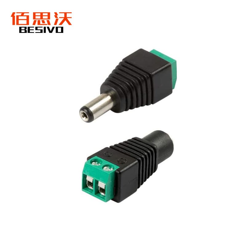 DC Female 5.5*2.1 Connector, 5521 Solder-Free LED Strip Monitoring Power Supply Green Terminal DC Adapter